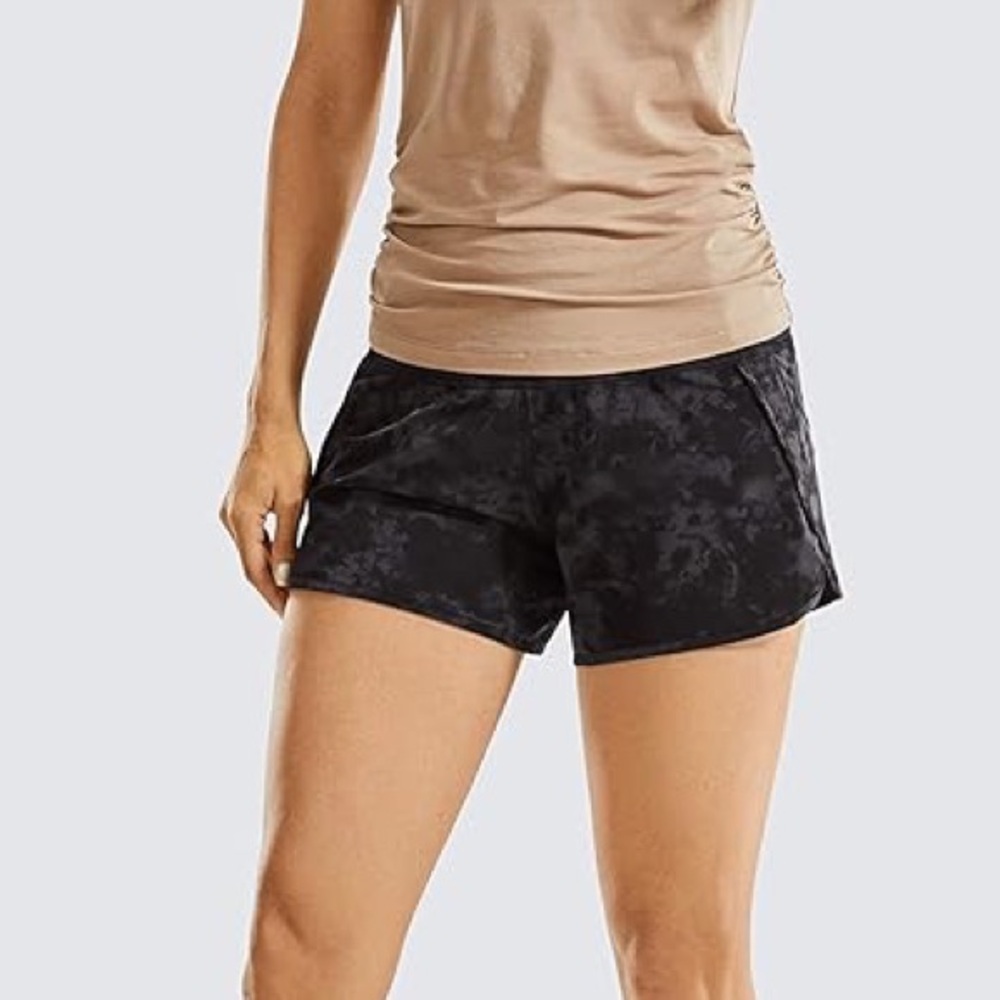 CRZ YOGA Black Camo Athletic Shorts